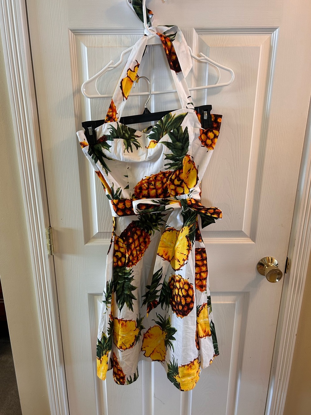 Pineapple Halter Dress - White & Yellow